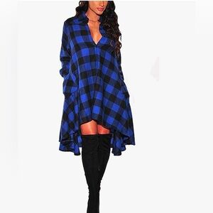 Blue & black lumberjack dress